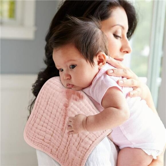 Muslin Burp Cloths 100 Cotton Baby Washcloths Soft Absorbent 6 Pack Pink - Picture 3 of 7